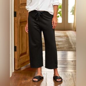 Frank & Eileen Catherine Cropped Wide Sweatpants Triple Fleece Black Medium M